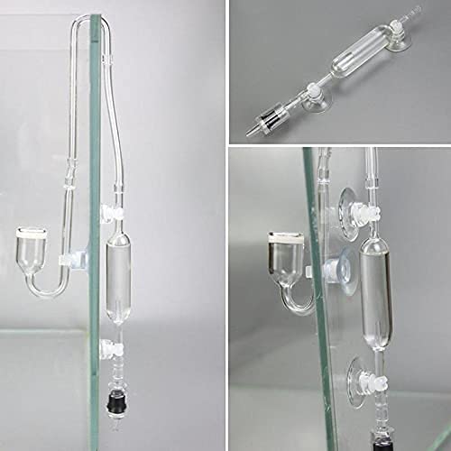Glass CO2 Bubble Counter with Check Valve, 2m Transparent CO2 Tubing & 2 Suction Cups – Aquarium CO2 System Accessories