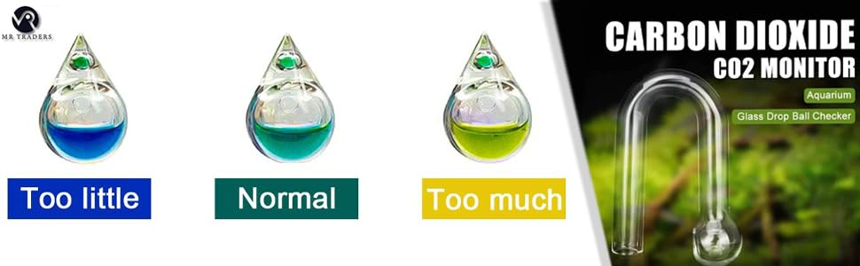 CO2 Drop Checker Hanging Glass + Solution (Combo Pack) Suitable for up to 10mm Glass Thickness Aquariums