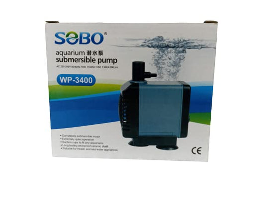 SOBO Aquarium Submersible pump (model: WP-3400, AC 220-240v 50/60Hz,Power:15W F.max: 880L/H, H.Max:1.2M)