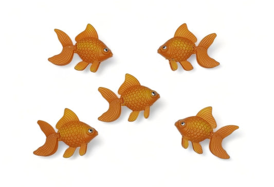 Plastic Artificial Floating Fish Aquarium Decoration Fish Toys Pack of 5 Gold Fish Orange Color