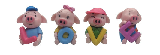 Pigs Love for Showpiece and Aquarium Decor Resin Tiny Figurine Aquarium Deccoration Gift Article Fairy Gardening & Animal Decor (Set of 4 pcs)