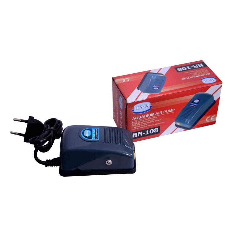 HANA HN-108 Single Outlet Aquarium Air Pump with 2-Speed Control (Slow & Fast) + Free 2M Air Tube & Air Stone