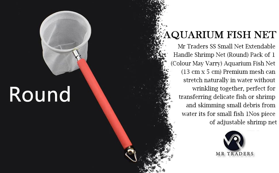 SS Small Net Extendable Handle Shrimp Net (Round) Pack of 1 (Colour May Varry) Aquarium Fish Net (13 cm x 5 cm)