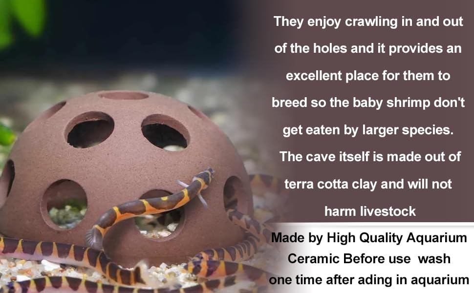 Aquarium Shrimp House Clay shelter 15 Holes Shrimp Cave Size 5.5cm (1 PC)