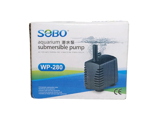 SOBO Aquarium Submersible pump (model: WP-280, AC 220-240v 50/60Hz,Power: 5W F.max: 300L/H, H.Max:0.6M)