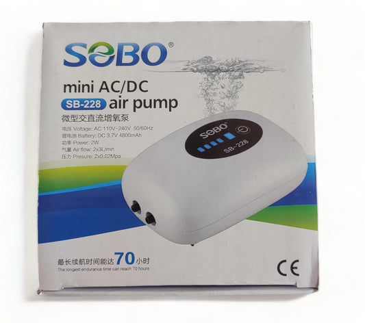 SOBO AC/DC 2 Way AIR Pump for Aquarium SB-228 2W