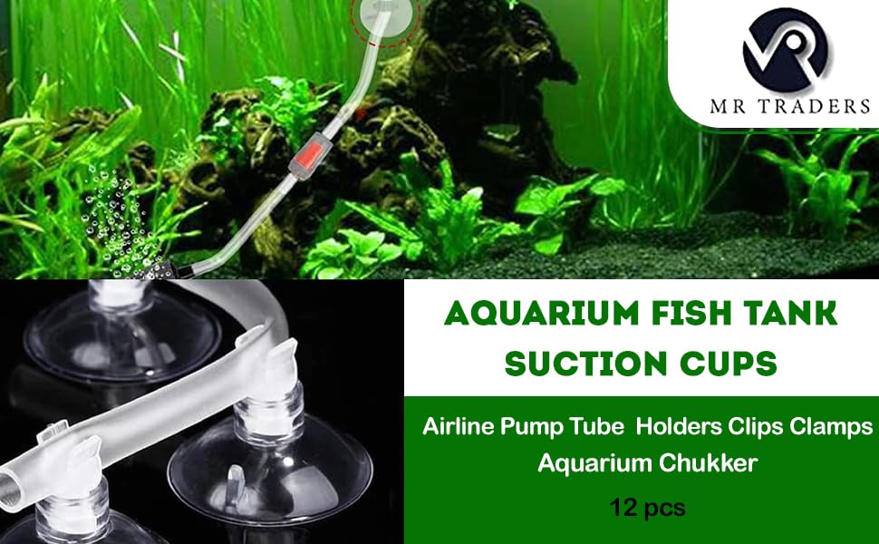 MR TRADERS Aquarium Chukker 12 pcs Aquarium Fish Tank Suction Cups Airline Pump Tube Holders Clips Clamps