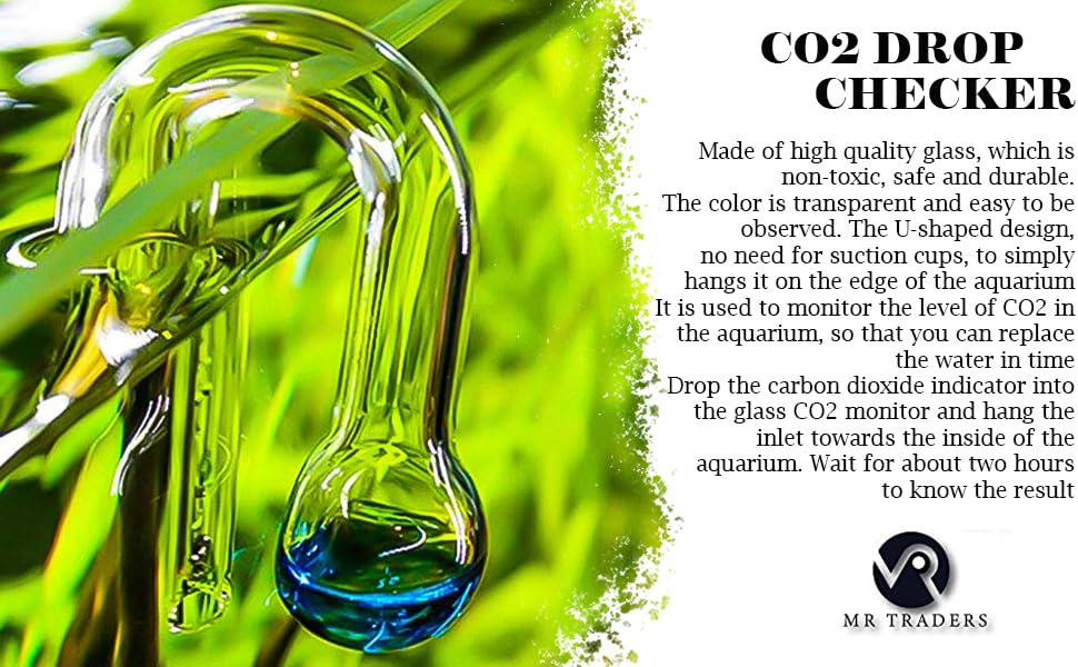 CO2 Drop Checker Hanging Glass + Solution (Combo Pack) Suitable for up to 10mm Glass Thickness Aquariums