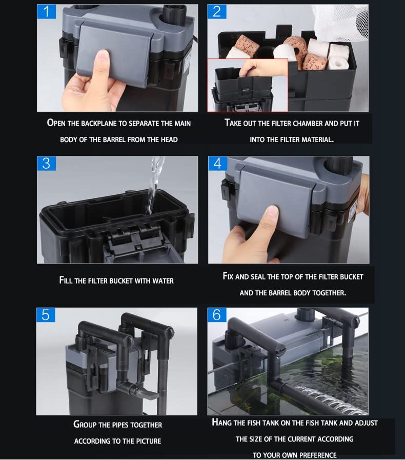 HBL-801 (6W Output 500L/h) Multi Filtration Aquarium Hang On Filter