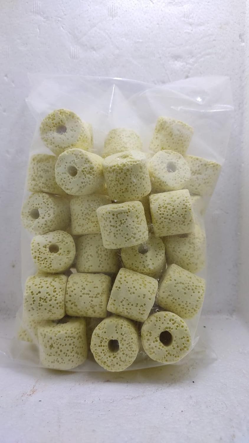 MR TRADERS Yellow Ceramic Ring Aquarium Filter Media 500g