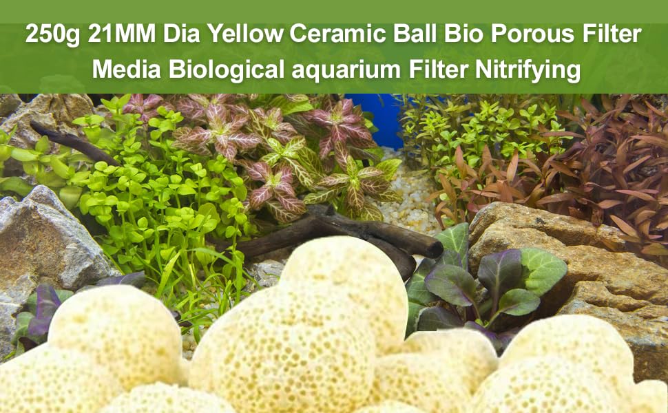 Yellow Ceramic Ball Bio Porous Filter Media Biological Aquarium Filter Bacteria Materials (250G)