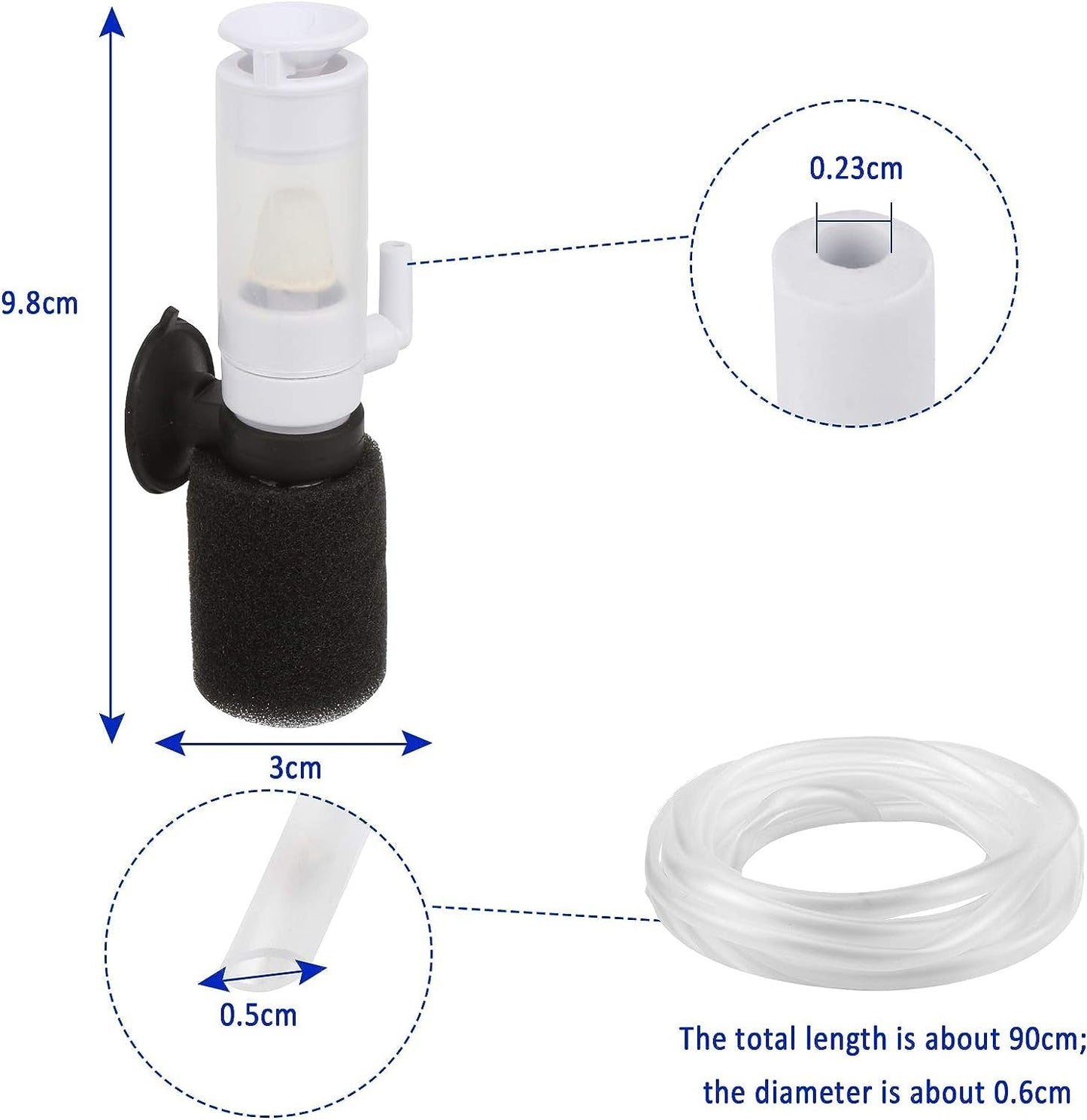Aquarium Nano Sponge Filter Biochemical Sponge Filters, Ultra Quiet Air Filter with Air Tubing Internal Purifier for Fish Tank Oxygen Increasing and Cycle
