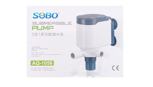 SOBO Submersible Pump Model AQ-1058 ( AC 220-240V 50/60Hz 30w h.max.1.8m Flow Max 2200L/H )
