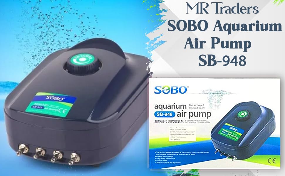 SOBO Four Way Aquarium Air Pump with 10 Meter Air Tube, 5 Air Stone and 5 Controller