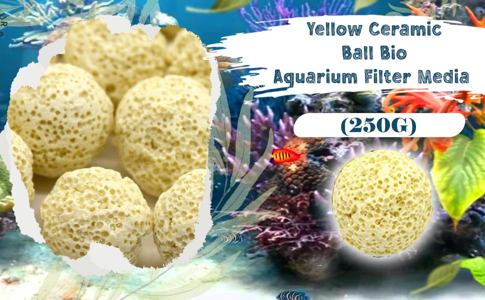 Yellow Ceramic Ball Bio Porous Filter Media Biological Aquarium Filter Bacteria Materials 250gm