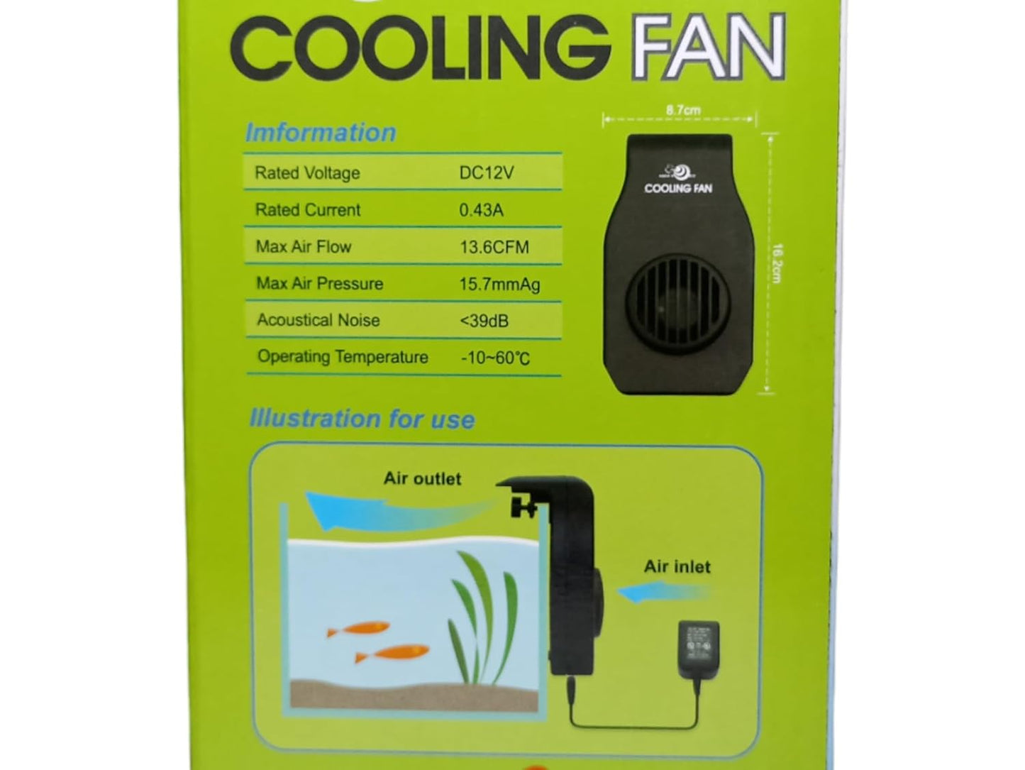 Aquarium cooling fan small size Hang on design (White)