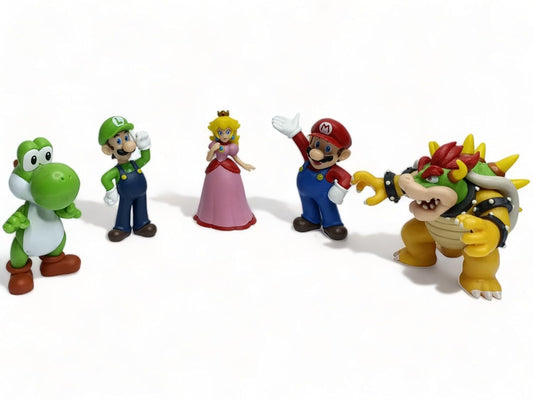 Mario Bros Toy Set of 5 Mario Luigi Princess Peach Bowser Yoshi