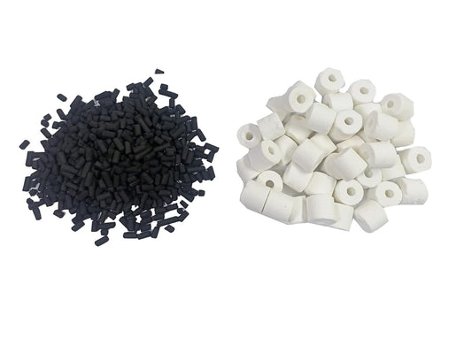 Activated Carbon(450Gm)+ 450Gm White Ceramic Ring+ 25 Bio Balls