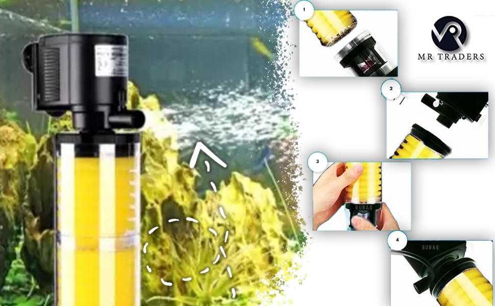 SOBO Aquarium Internal Filter Pump (Model : FE- 1504,Power: 15W, Output: 1200L/H Ac 220-240v 50/60HZ)