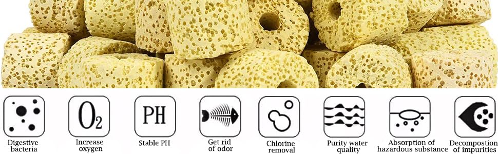 MR TRADERS Yellow Ceramic Ring Aquarium Filter Media 500g