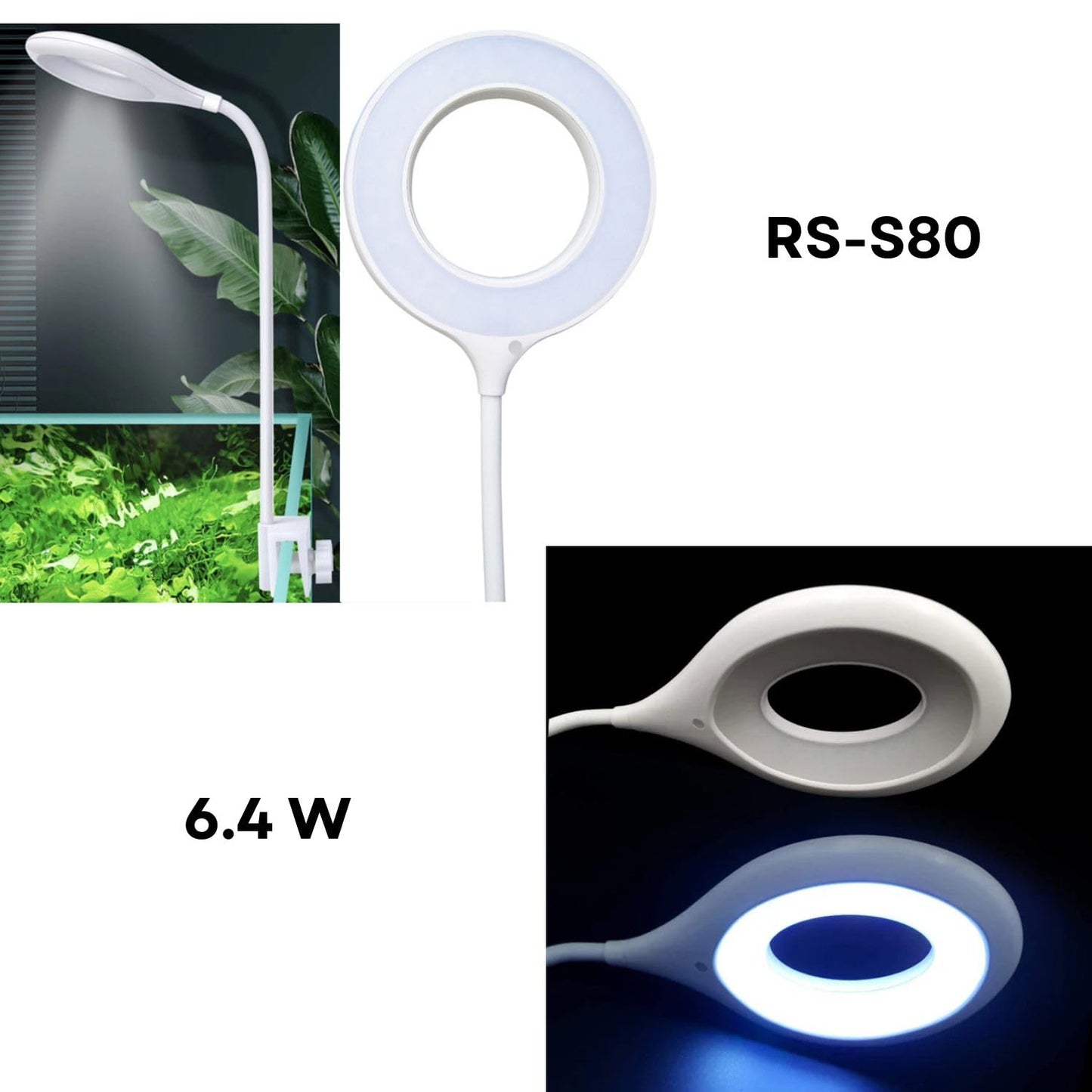 RS-S Series Aquarium Light Set Up for Fish Aquarium (Round, Blue+White RS-S80)