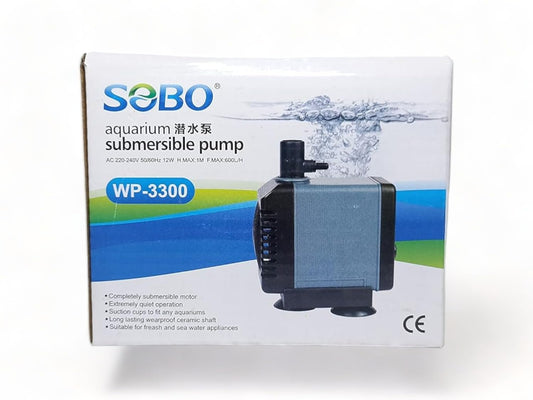 SOBO Aquarium Submersible pump (model: WP-3300, AC 220-240v 50/60Hz,Power: 12W F.max: 600L/H, H.Max: 1M)