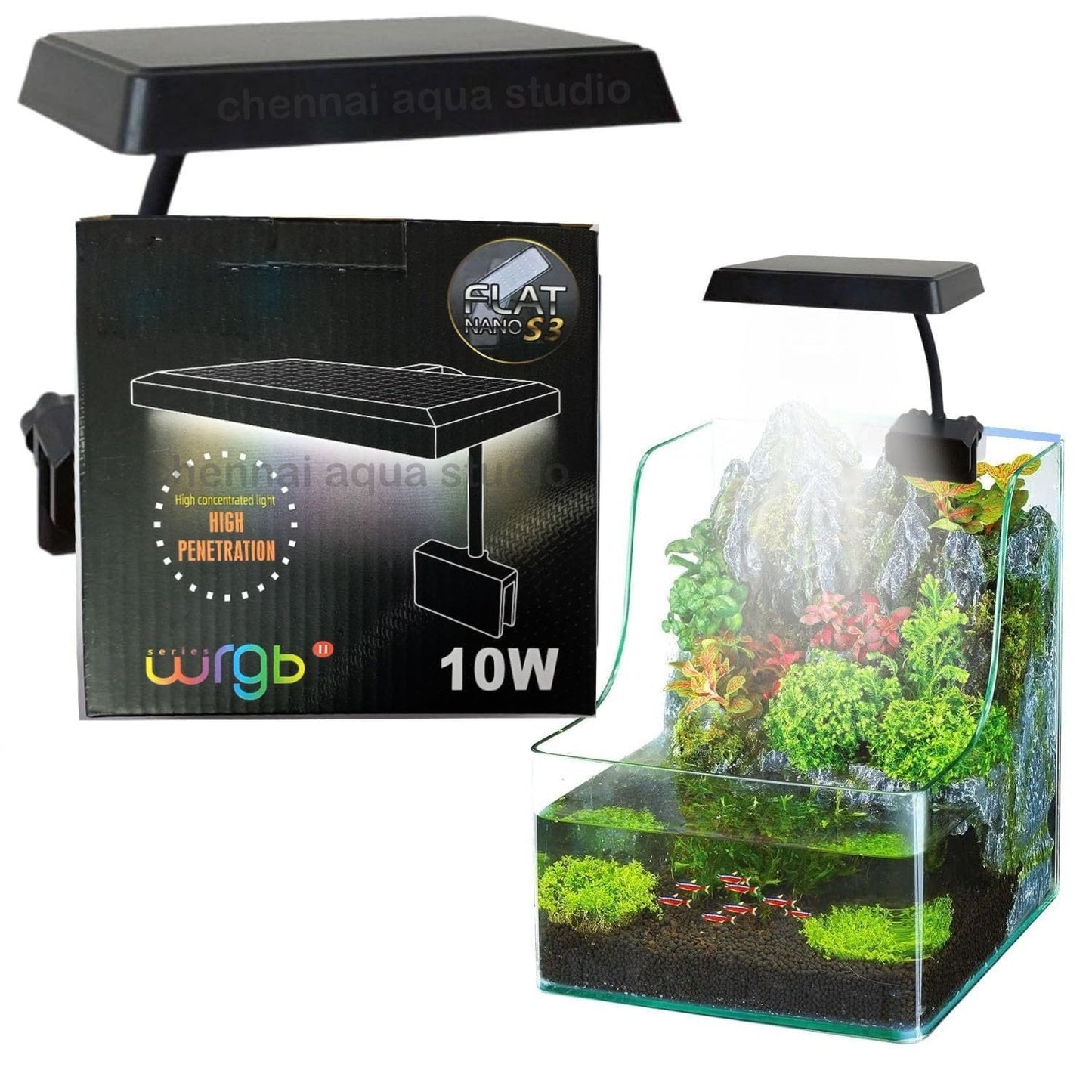 Full Spectrum LED Aquarium Light 10W – Adjustable 360° Clip-On Lamp for 10mm Rimless | Energy-Saving & Plant Growth Friendly Lighting