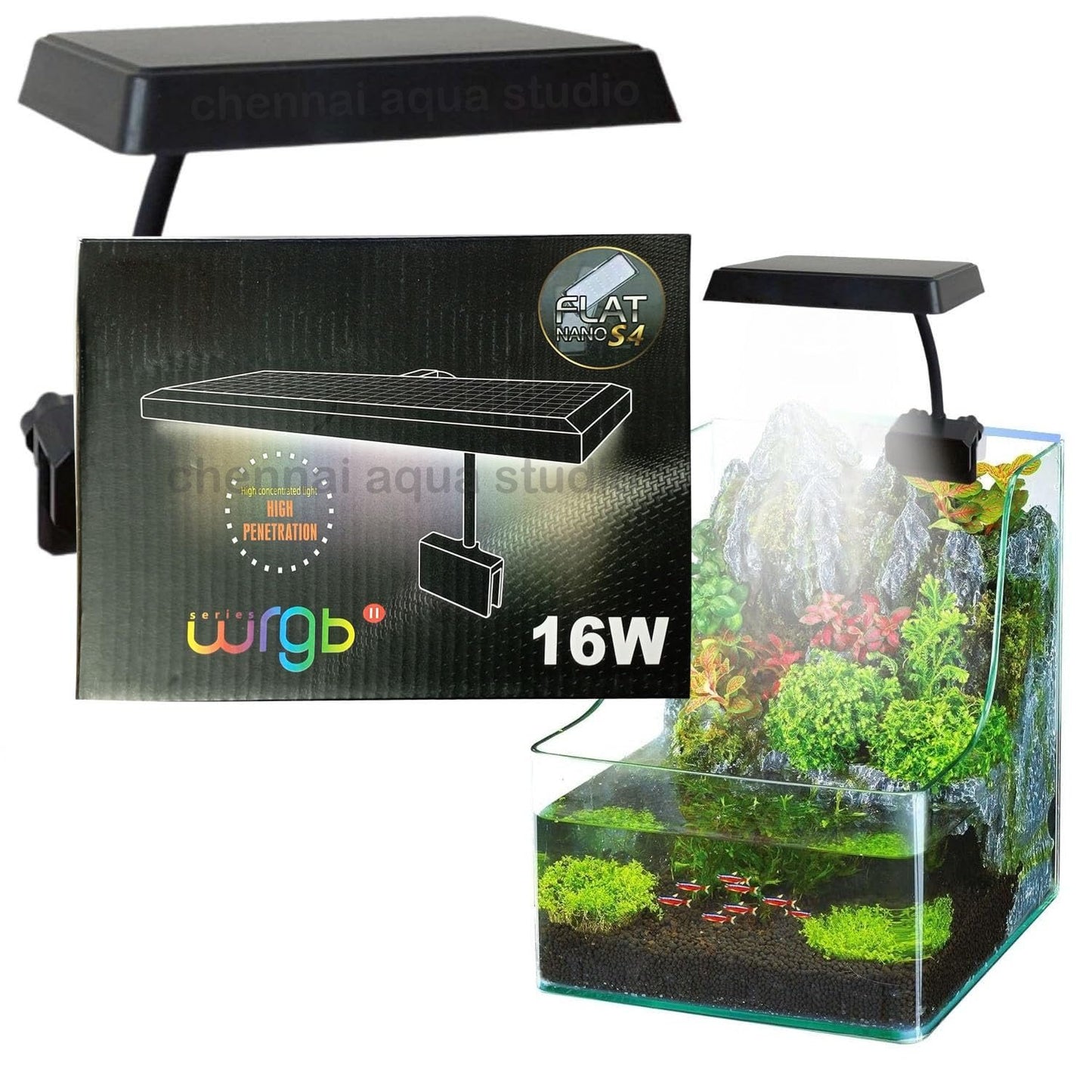 Full Spectrum LED Aquarium Light 16W – Adjustable 360° Clip-On Lamp for 10mm Rimless | Energy-Saving & Plant Growth Friendly Lighting