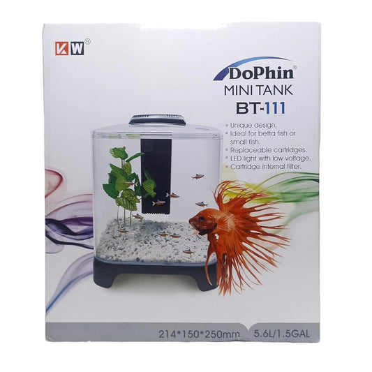 Aquarium (Mini Betta Tank BT-111 5.6 Litre/1.5 Gal) Size : L21.4 X W15 X H25 cm