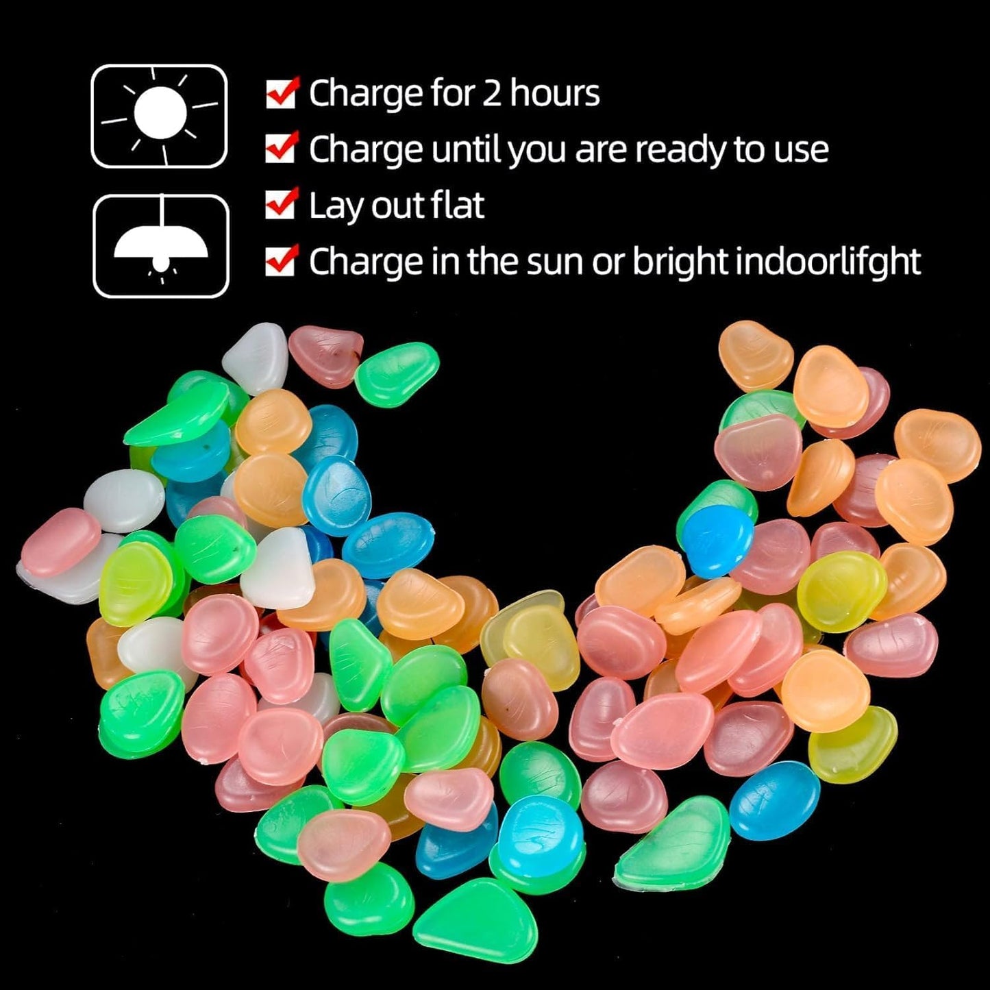 Aquarium Decoration Fish Tank Luminous Stones Fluorescent Fish Tank Ornament Decorative Stones Aquarium Decor Accessories (100g)