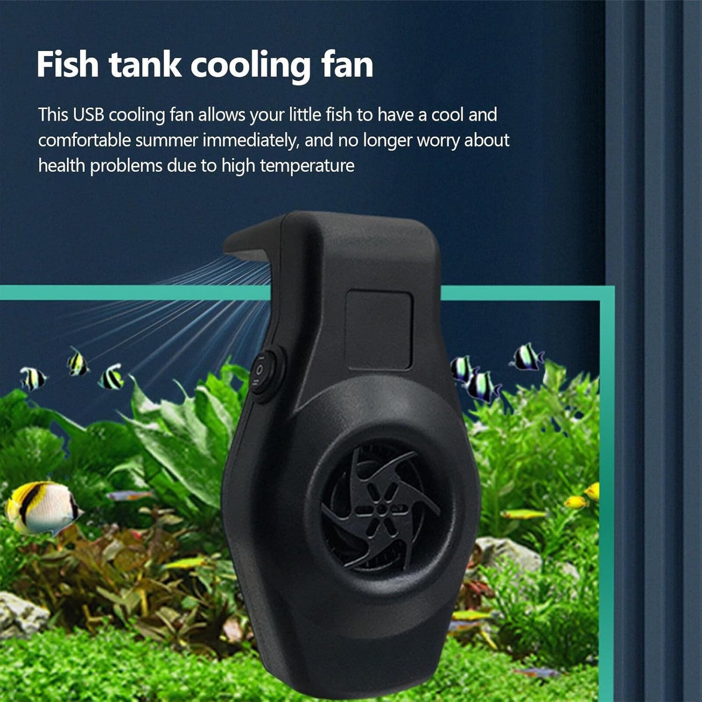 Cube One Aquarium Cooling Fan 2 Variable Speed, Aquarium Temperature Control Fan With Usb Cable Black Color