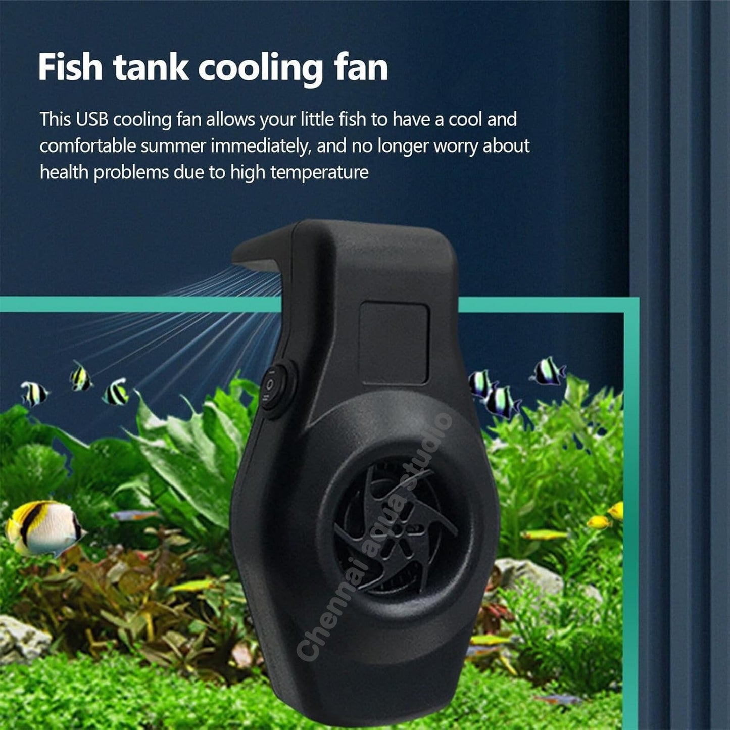 Cube One Aquarium Cooling Fan 2 Variable Speed, Aquarium Temperature Control Fan With Usb Cable Black Color