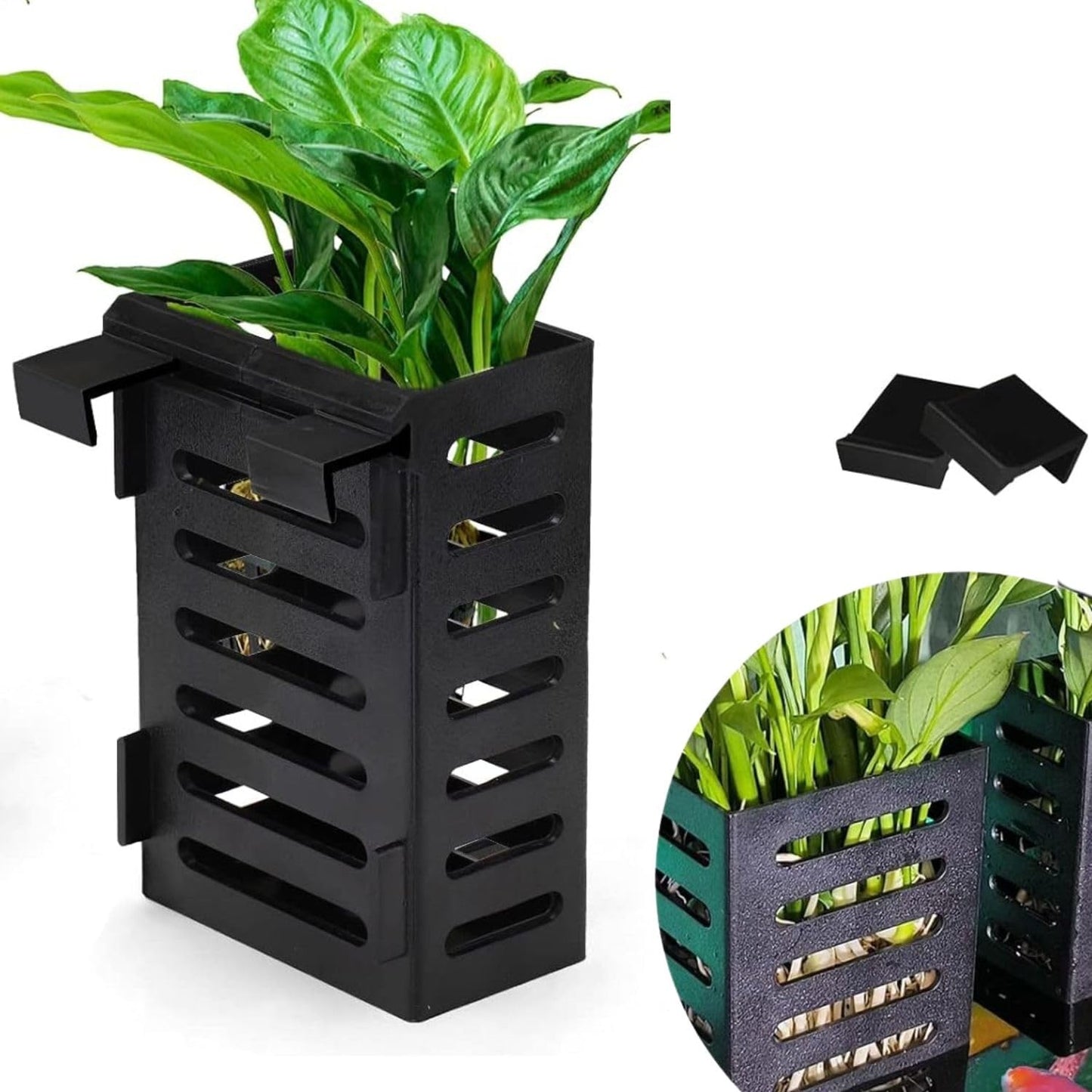 Aquarium Plant Holder with Suction Cups & Hooks – Hanging Water Plant Pot for Aquatic Plants, Durable ABS Plastic, Ideal for Pothos, Bamboo & More (Pack of 1)