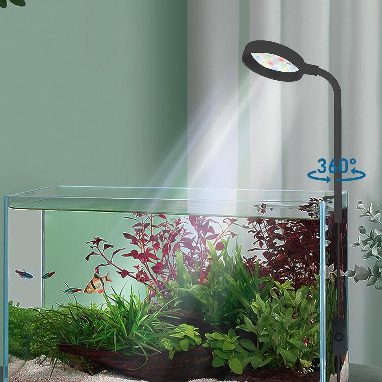 Ultra Mini Flexible Aquarium Fish Light 3Watts WRGB LED Light  Flexible Neck  360 Degree Rotatable Splash Proof Suitable Only for Bowl and Mini Tank Upto 1 Feet