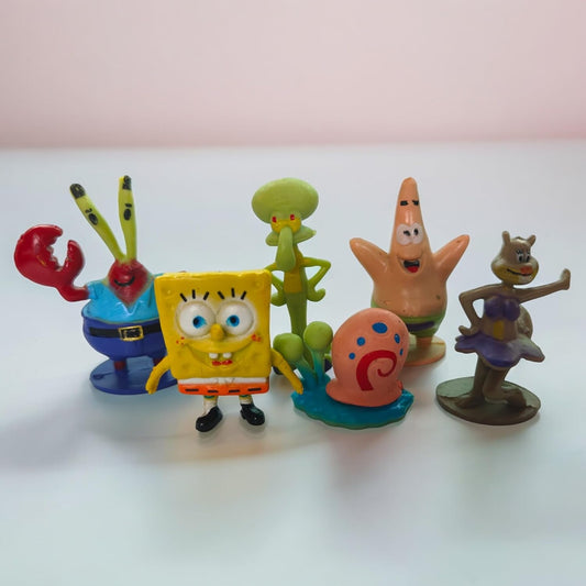 MR TRADERS® Colourful Miniature Figures Cute Spongebobb Sqquarepant Ornaments for Fairy Garden, Aquarium, Terrarium Moss Landscape Decorations (6 pcs Set) Miniature Size 5cm aprox