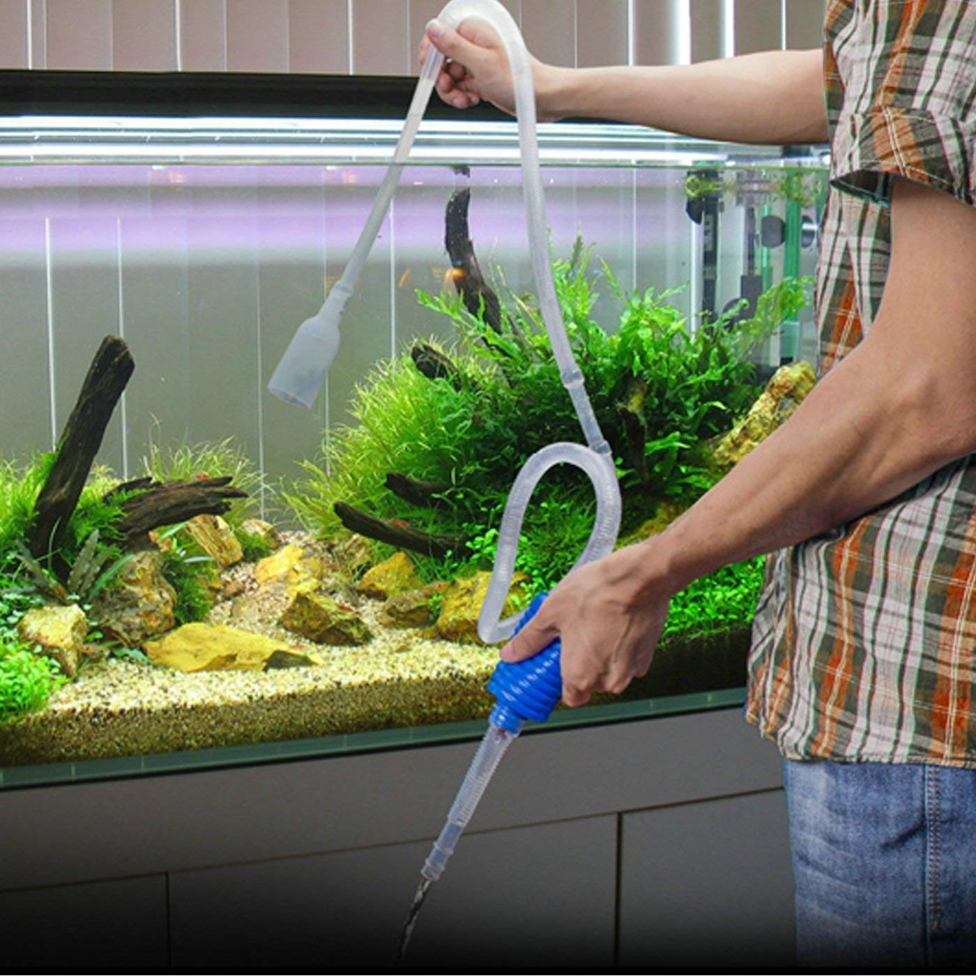 Aquarium Fish Tank Siphon Vacuum Water Pump Gravel Cleaner (White) (1.7 Meter)