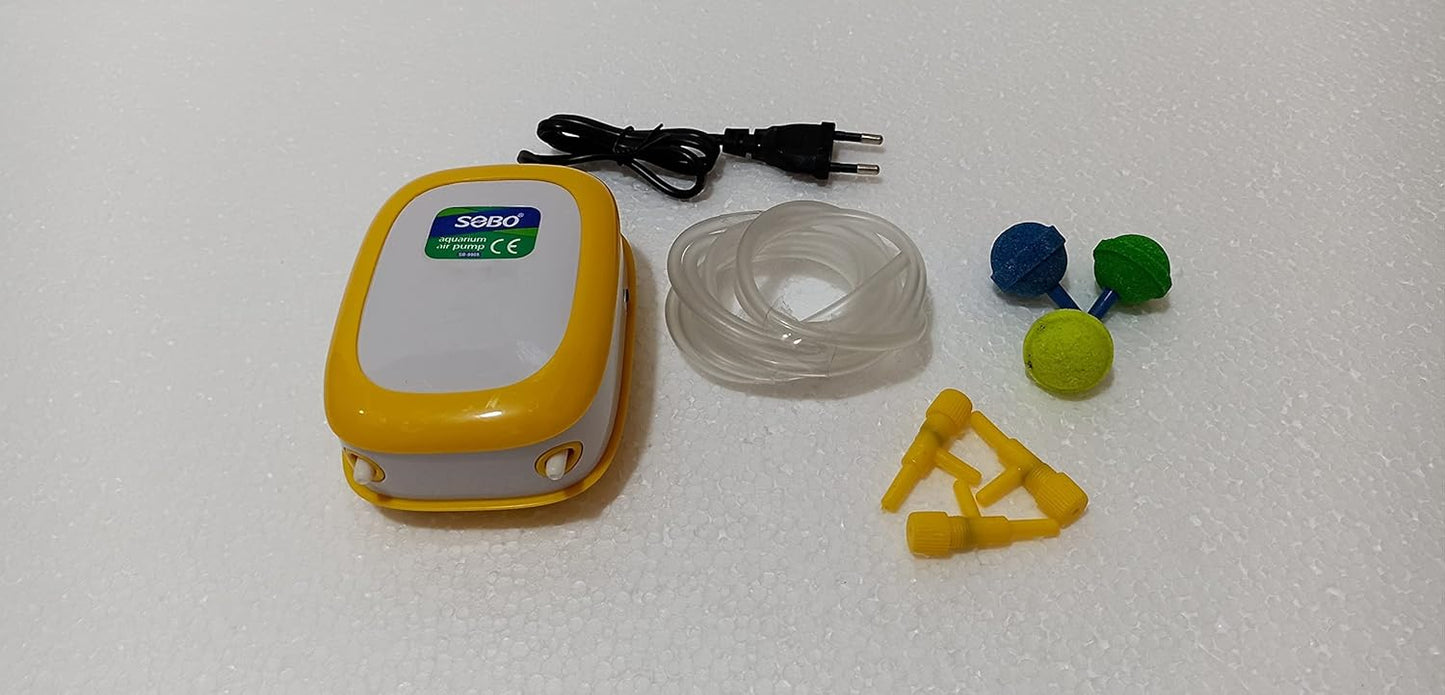 SOBO Aquarium Two Way Air Pump with 3 Meter Air Tube, 3 Air Stone and 3 Controller