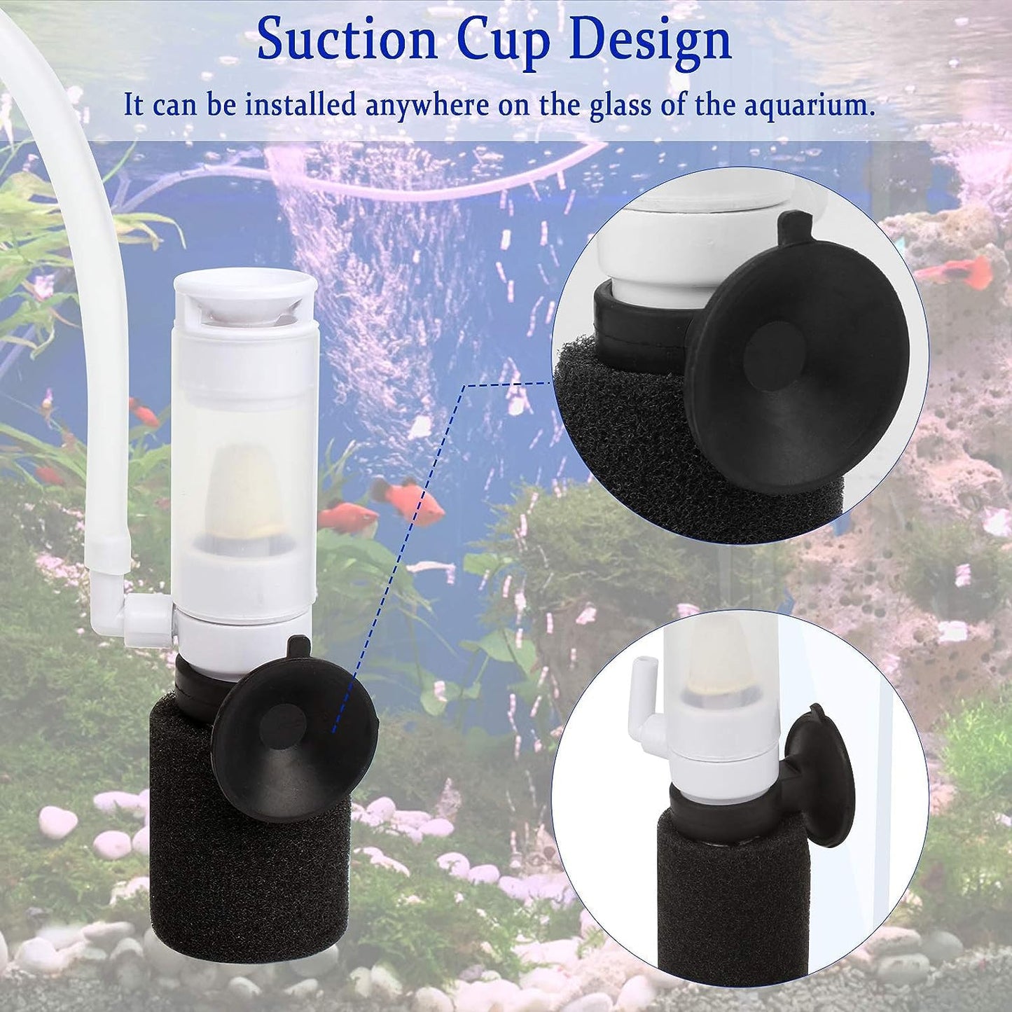 Aquarium Nano Sponge Filter Biochemical Sponge Filters, Ultra Quiet Air Filter with Air Tubing Internal Purifier for Fish Tank Oxygen Increasing and Cycle