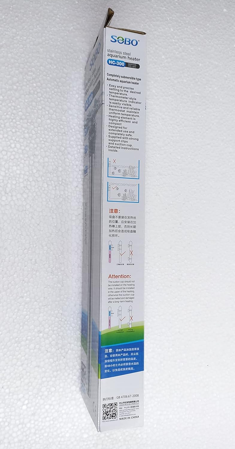 SOBO Stainless Steel Aquarium Heater 300W (Model: HC- 300)