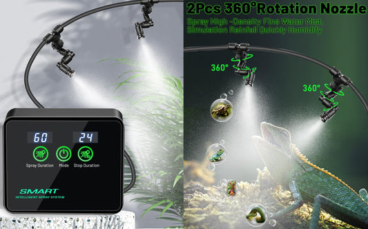 Humidifiers Smart Misting System, Reptile Mister Automatic with Timer, Terrariums Humidifier with 360°Adjustable Misting Nozzles, Spray Kit for Rainforest Plants Amphibian
