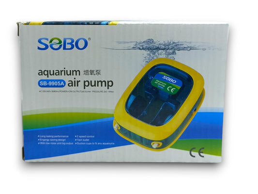 SOBO Aquarium air Pump (Model : SB- 9905A,Power: 4.2W, Output: 2x5.5L/min Ac 220-240v 50/60HZ)