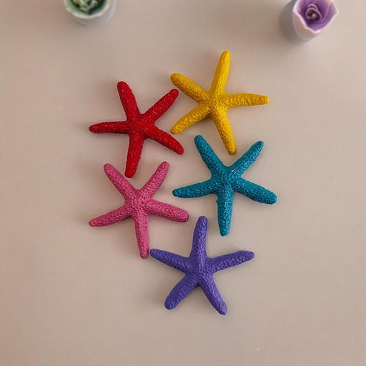 MR TRADERS Artificial Mixed Colour Star Fish Aquarium Mini Decor Toy Fairy Garden, Aquarium, Terrarium Moss Landscape Decorations 5 Piece (Size: 5.5Cm Aprox)