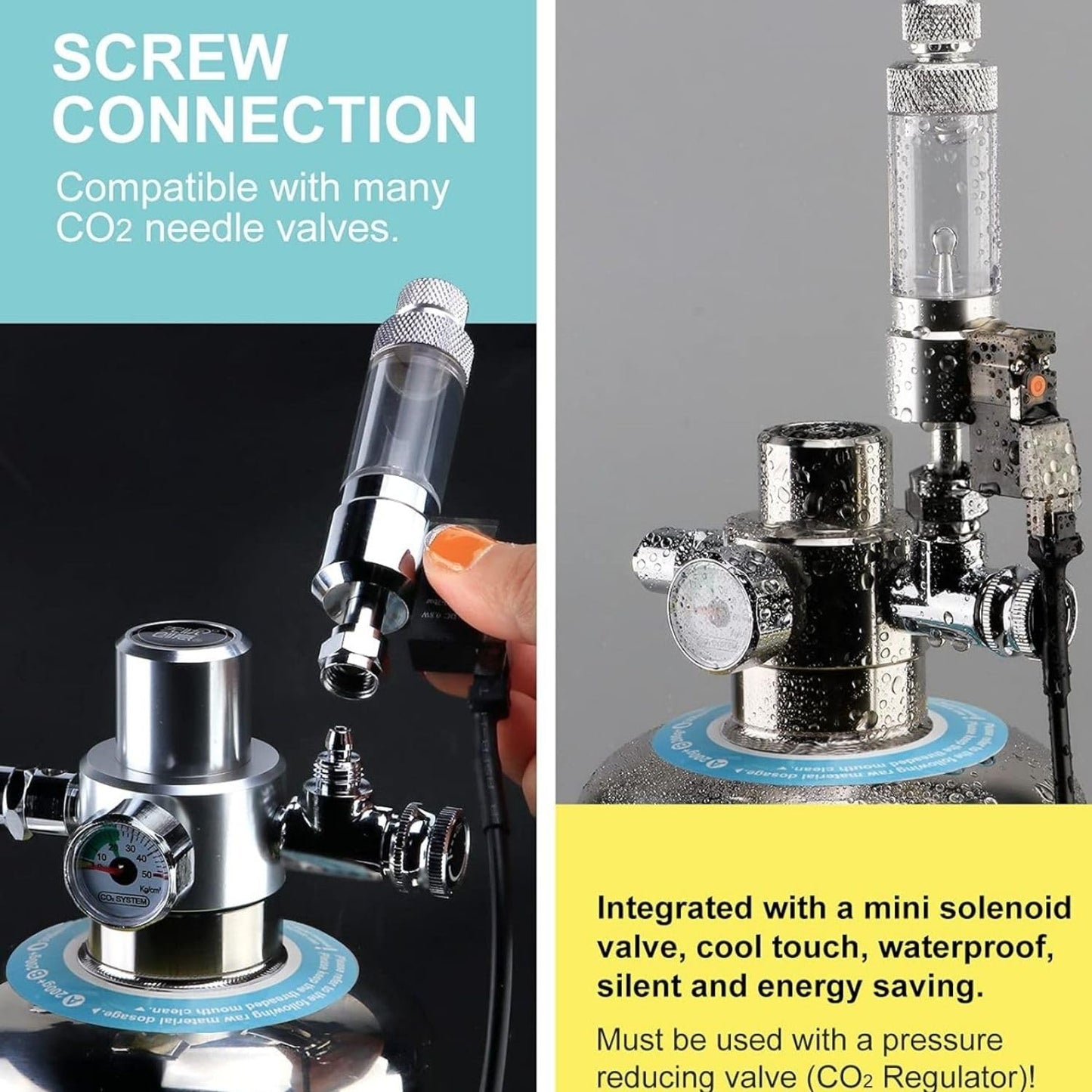 Stainless Steel 2L (Empty Cylinder) Planted Aquarium DIY Co2 Generator System Complete Kit with Pressure Gauge and Control Valve, Metal Bubble Counter, Co2 Tube and Diffuser (Complete Kit)