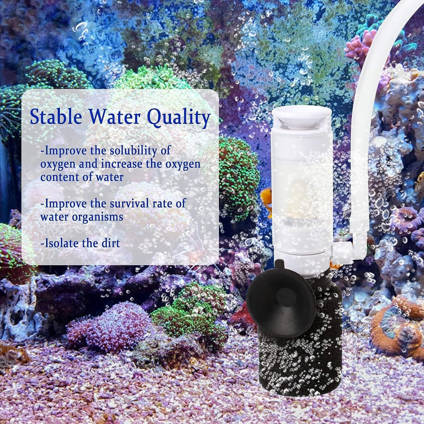 Aquarium Nano Sponge Filter Biochemical Sponge Filters, Ultra Quiet Air Filter with Air Tubing Internal Purifier for Fish Tank Oxygen Increasing and Cycle