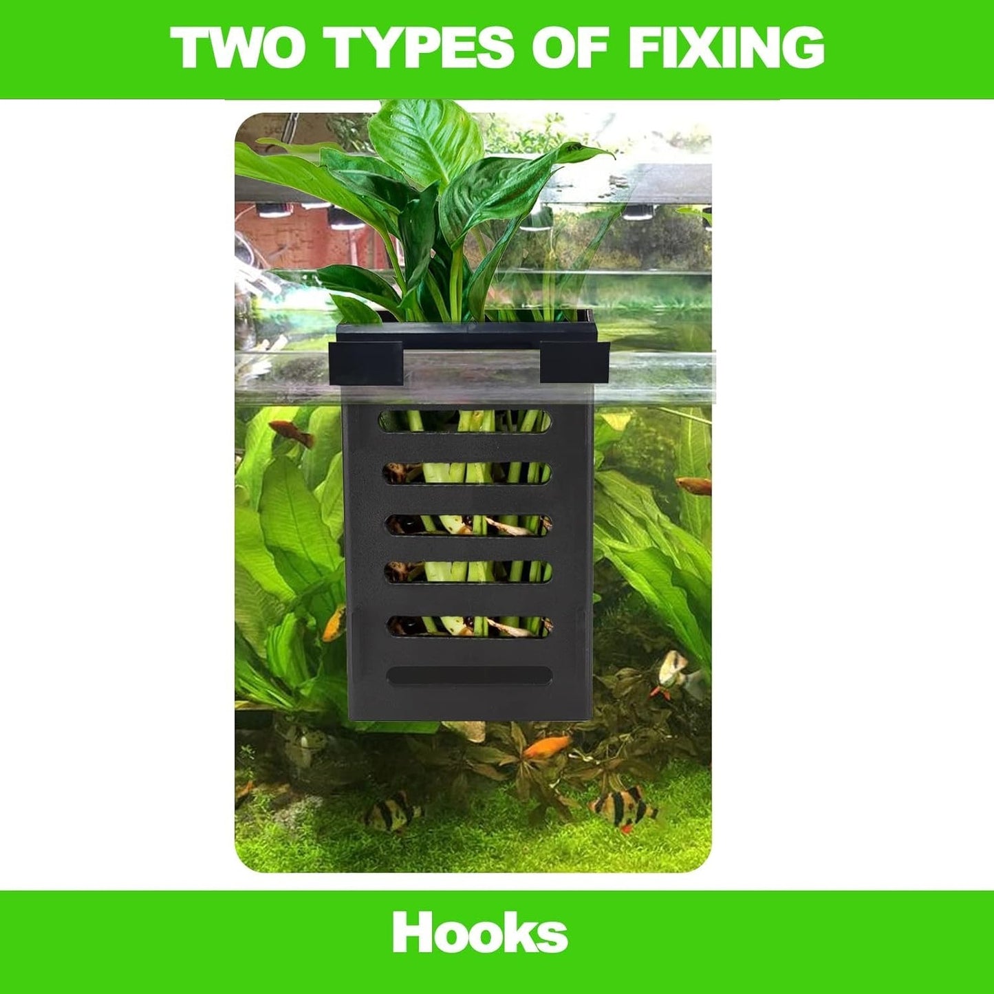 Aquarium Plant Holder with Suction Cups & Hooks – Hanging Water Plant Pot for Aquatic Plants, Durable ABS Plastic, Ideal for Pothos, Bamboo & More (Pack of 1)