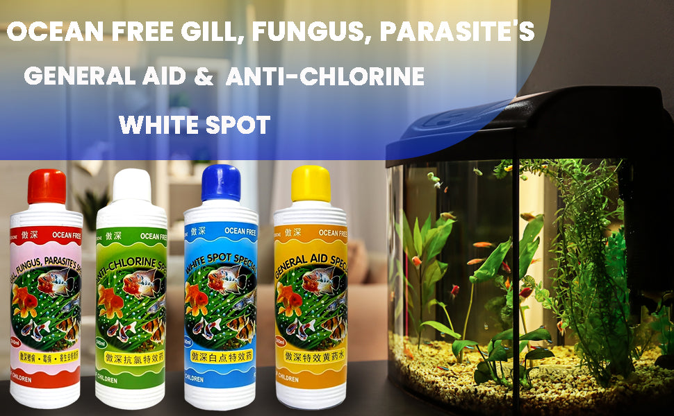 Ocean Free GILL, Fungus, PARASITE'S Special & Anti-Chlorine Special & White SPOT Special & General AidSpecial Each 240ml All in one Pack