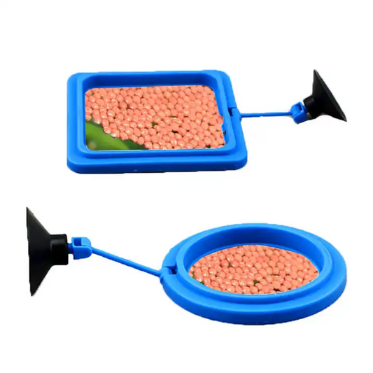 Aquarium Floating Fish Feeding Tray( Ring & square) with Suction Cup Include