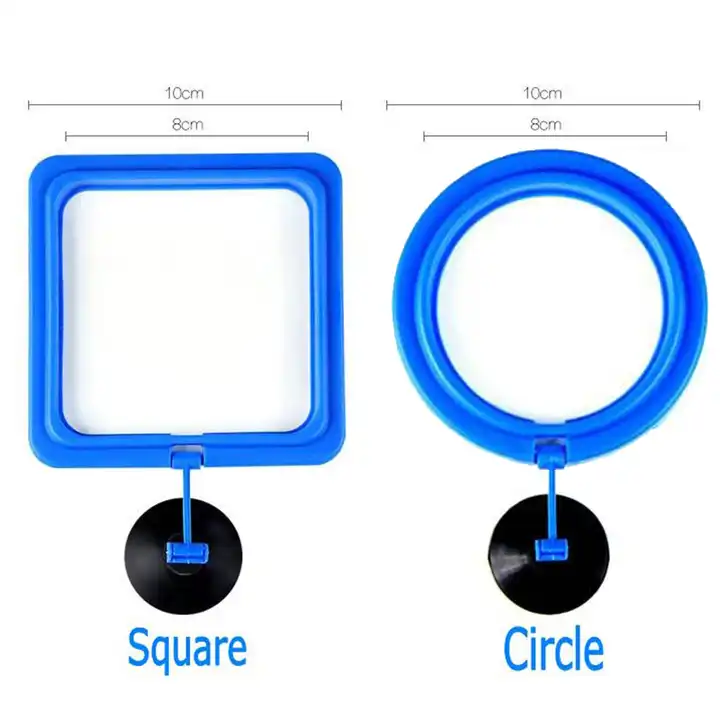 Aquarium Floating Fish Feeding Tray( Ring & square) with Suction Cup Include