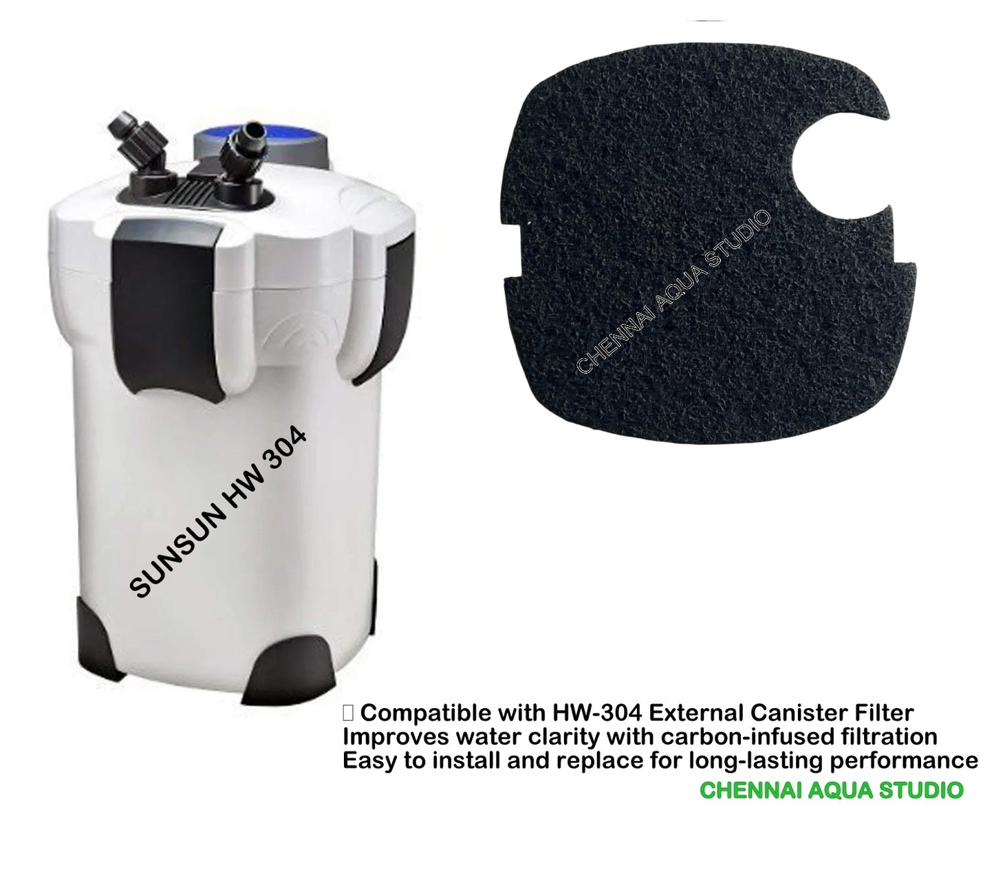 SUNSUN Carbon-Infused Pad – Media Filter Replacement (Activated Carbon) For SUNSUN HW-302 HW-303A/B HW-304A/B