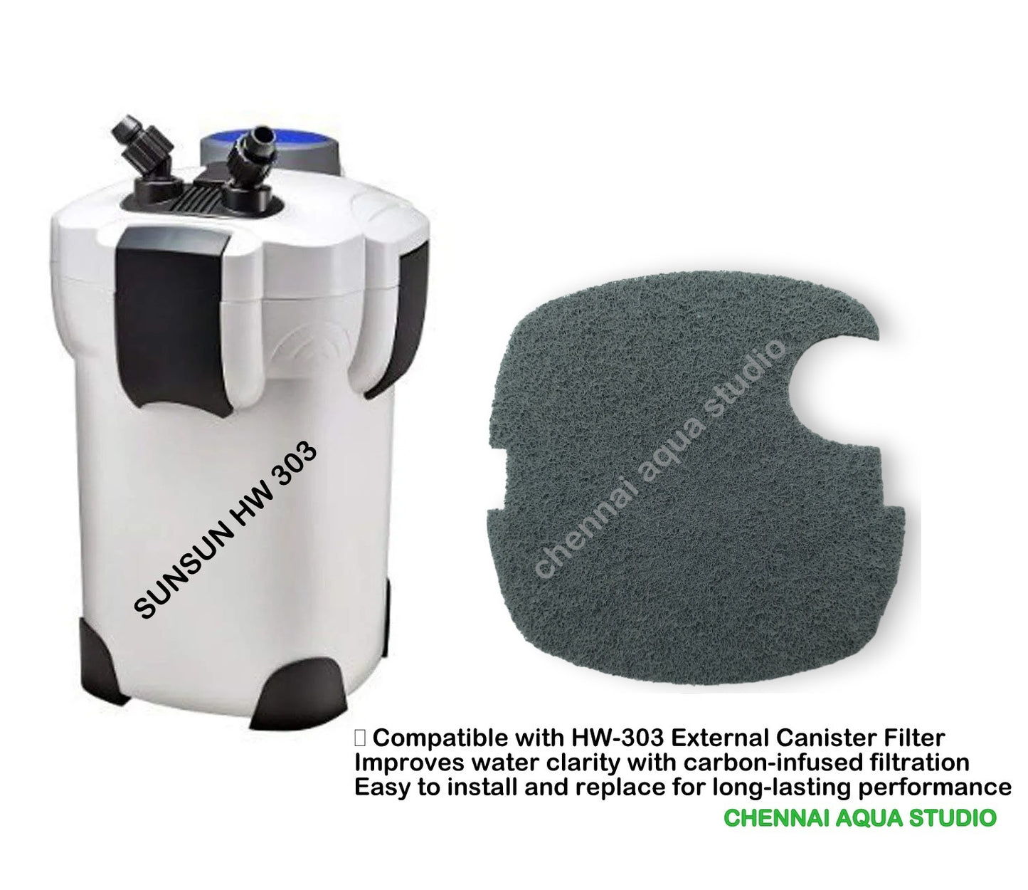 SUNSUN Nitrate Remove Infused Media pad – Media Filter Replacement pad For SUNSUN HW-302 HW-303A/B HW-304A/B